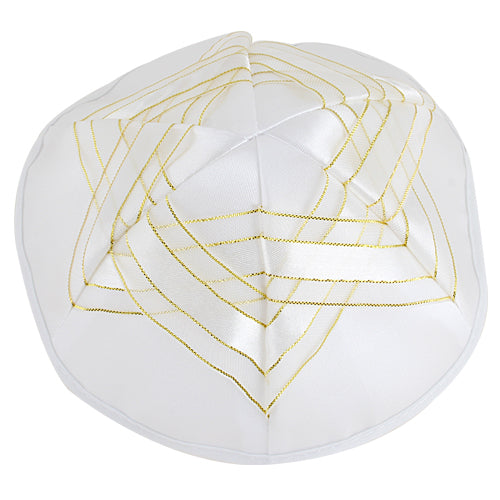 Star of David Gold Embroidered Satin Kippah