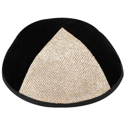 1/4 Gold Sparkling Velvet Black Kippah