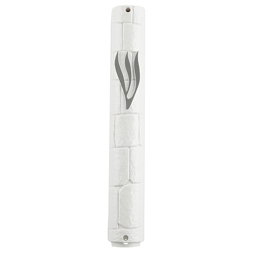 5" Big S Plastic White Bricks Mezuzah