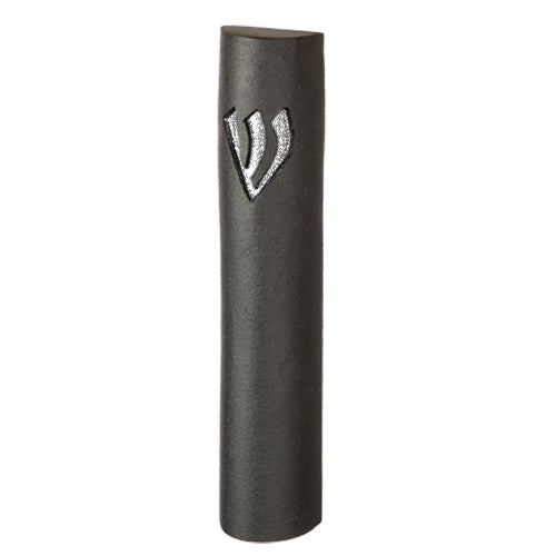 Concrete Polymer Silver Black Mezuzah