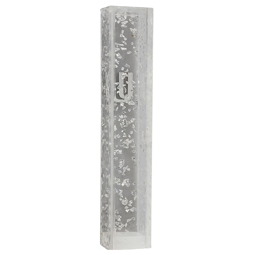 Transparent Sparkling Perspex Mezuzah – 6" with Free Scroll & Adhesive Backing