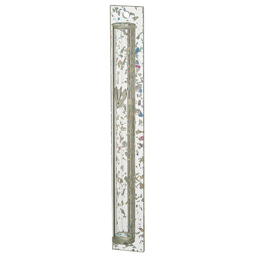 Transparent Sparkling Perspex Mezuzah – 6" with Free Scroll & Adhesive Backing