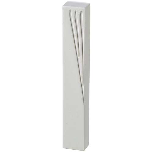 White Diagonal Concrete Polymer Mezuzah