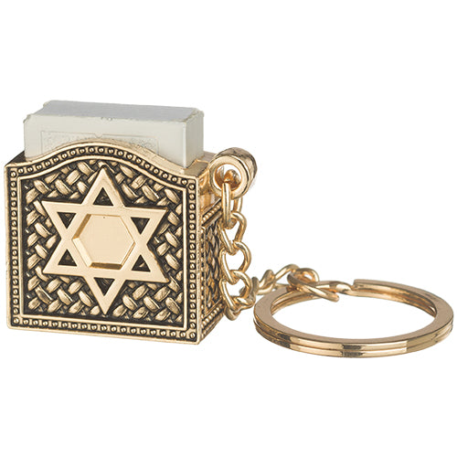 Rose Gold Star of David Tehillim Book Keychain