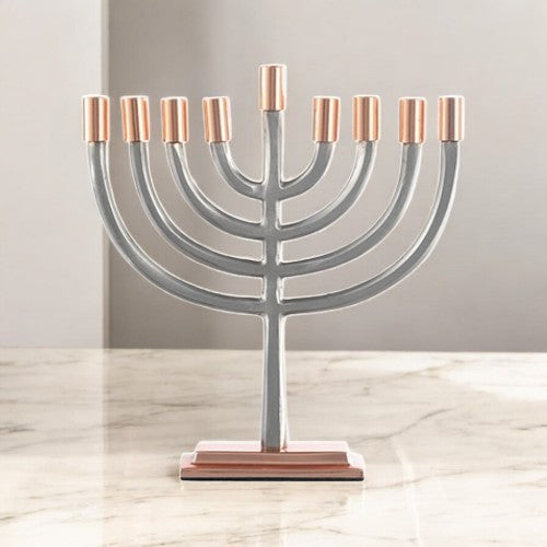 Rose Gold & Silver Aluminum Elegant Menorah