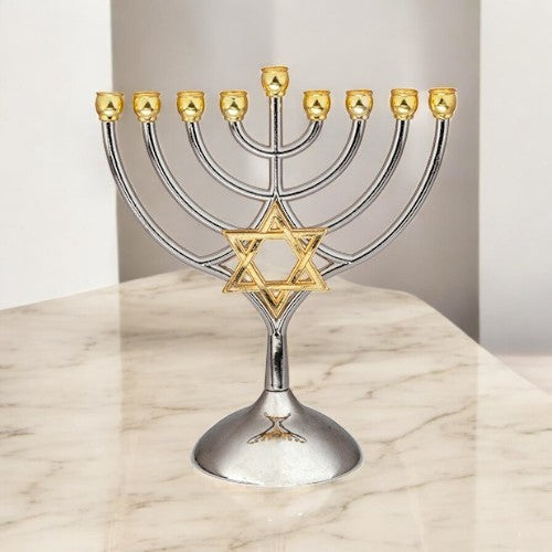 Star of David Aluminum Elegant Menorah