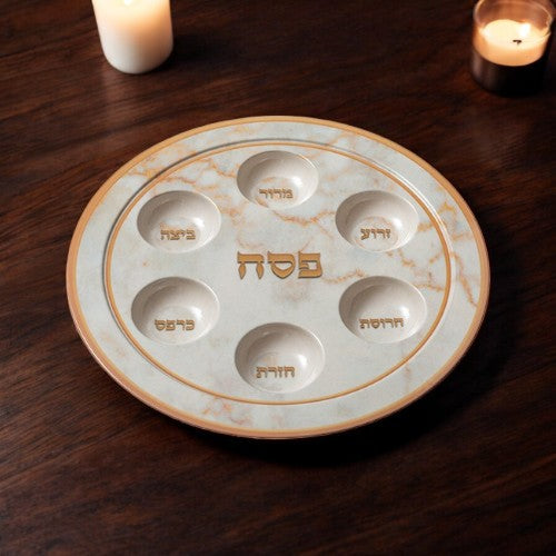 Stylish Passover Seder Plate With Marble Design