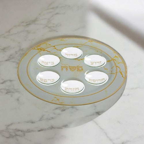 14" Glass Stylish Passover Seder Plate