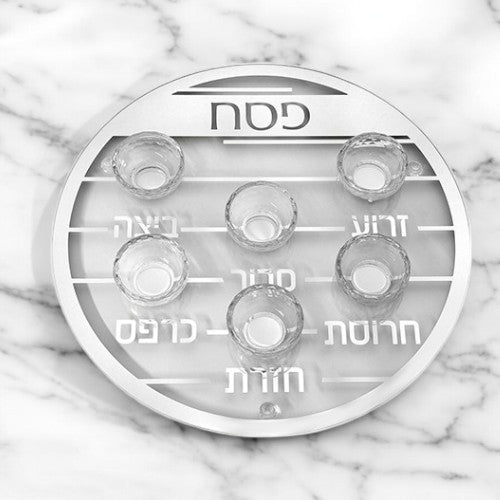 Grey Crystal Glass Stylish Passover Seder Plate