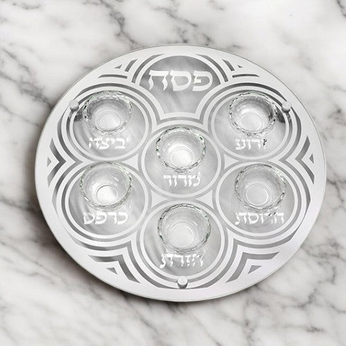 Clear Crystal Glass Stylish Passover Seder Plate