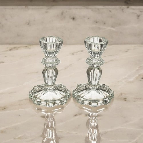 Pair of Glass Shabbat Candlesticks