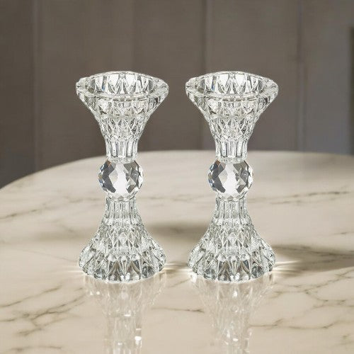 Pair of Glass Shabbat Candlesticks