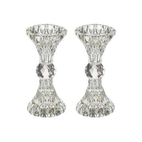 Pair of Glass Shabbat Candlesticks