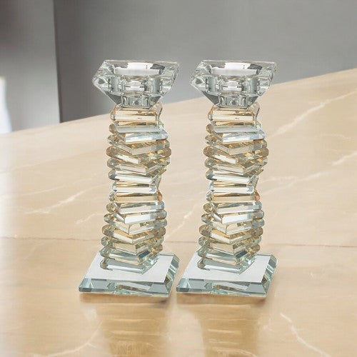 Gold & Silver Crystal Candlesticks