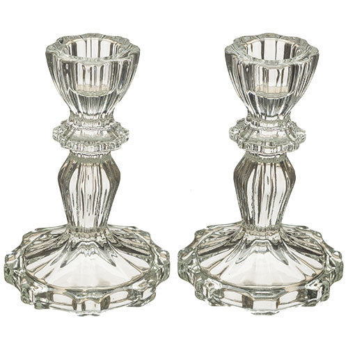 Pair of Glass Shabbat Candlesticks