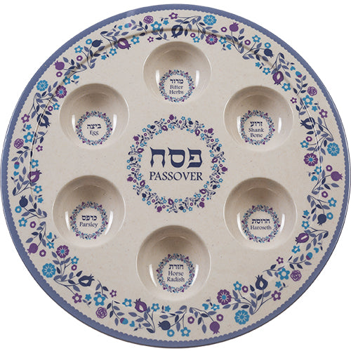 Stylish Passover Seder Plate With Floral Design