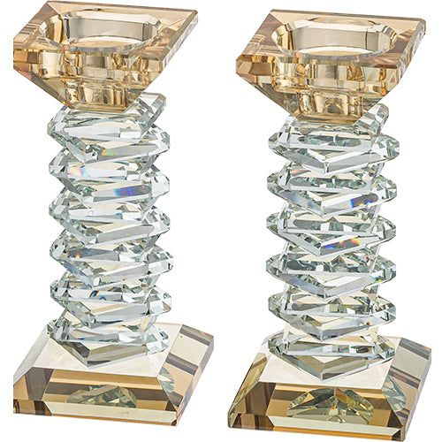 Rose Gold & Silver Crystal Candlesticks