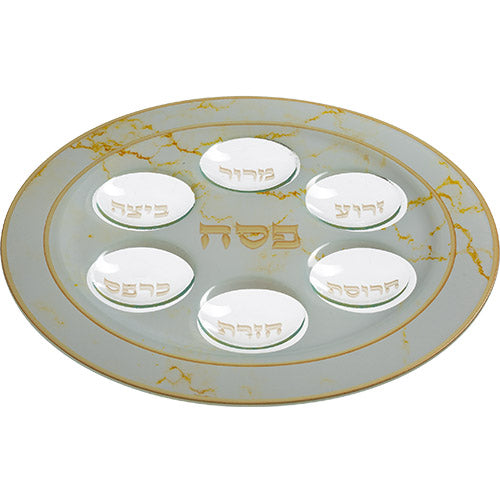 14" Glass Stylish Passover Seder Plate