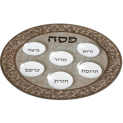 15" Glass Stylish Passover Seder Plate