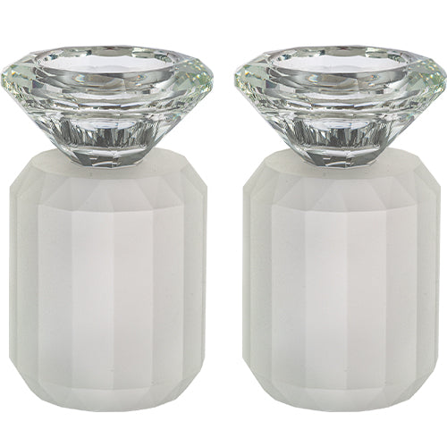 Pair of Crystal Glass Shabbat Candlesticks