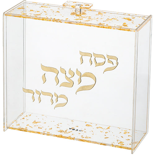 Gold Glitter Clear Matza Box