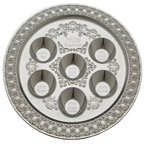 Stylish Plastic Passover Seder Plate With Grey Marble Design