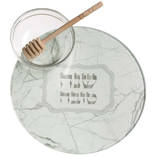 Shana Tova Plate & Honey Jar Set