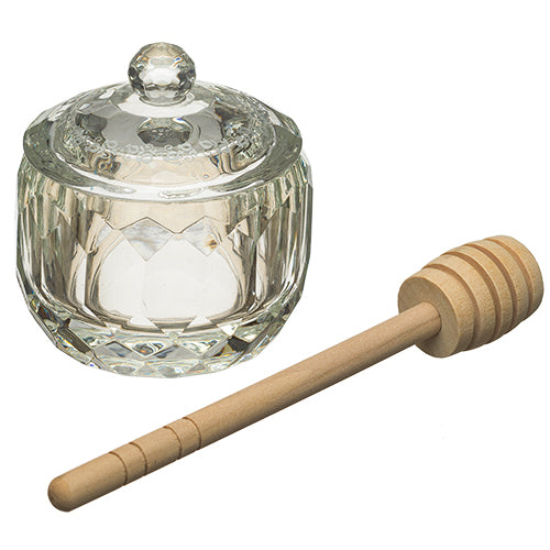 Clear Crystal Glass Honey Pot Jar