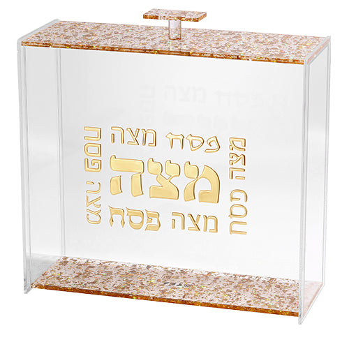 Gold Glitter Clear Matza Box