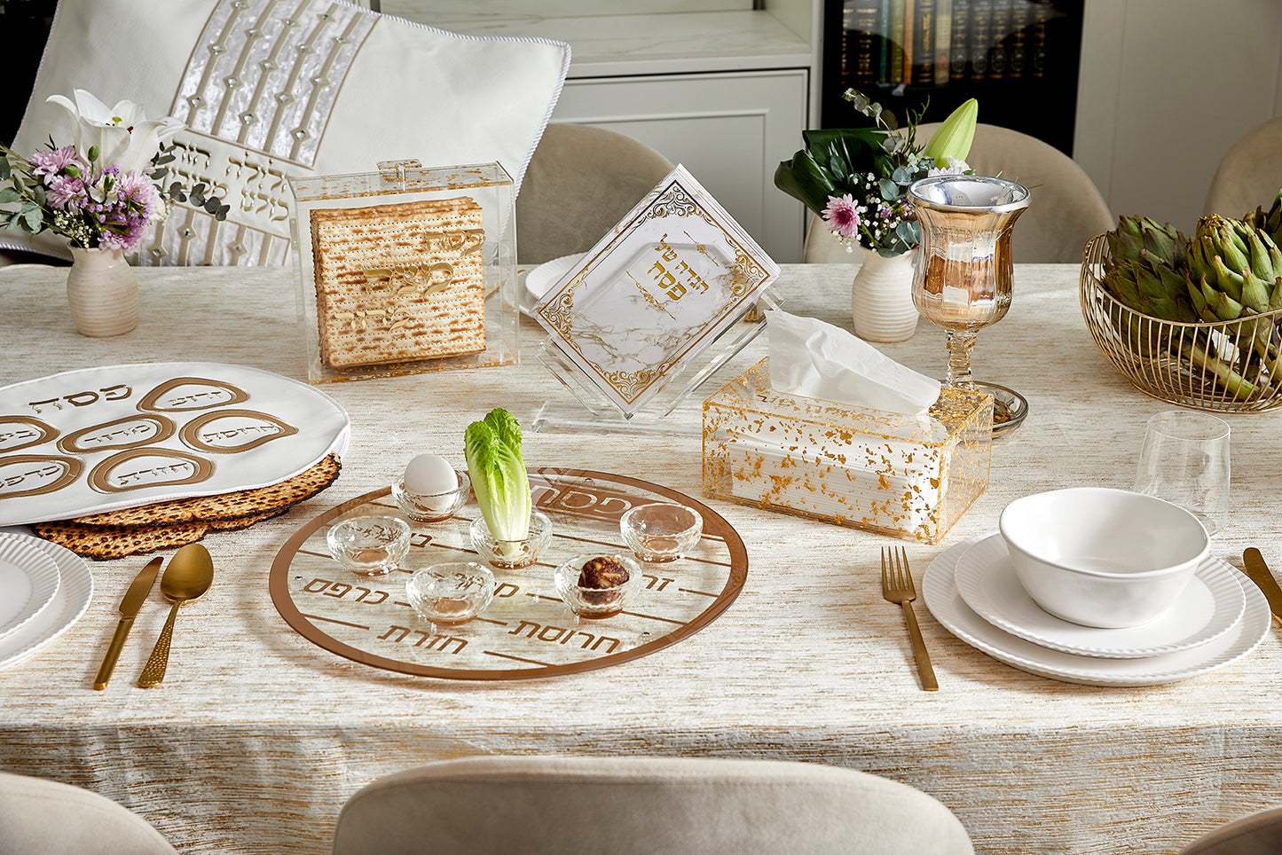 Gold Crystal Glass Stylish Passover Seder Plate