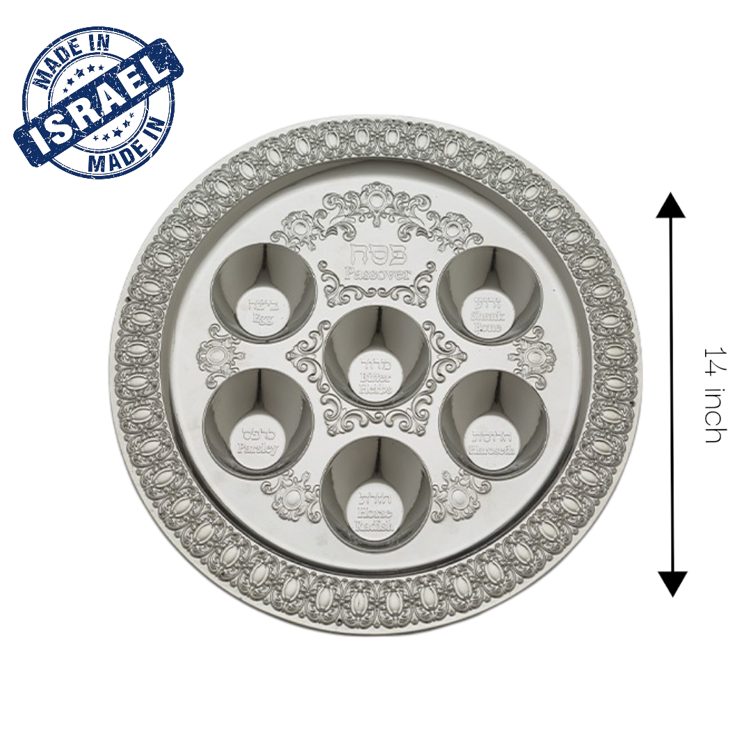 Stylish Plastic Passover Seder Plate With Grey Marble Design