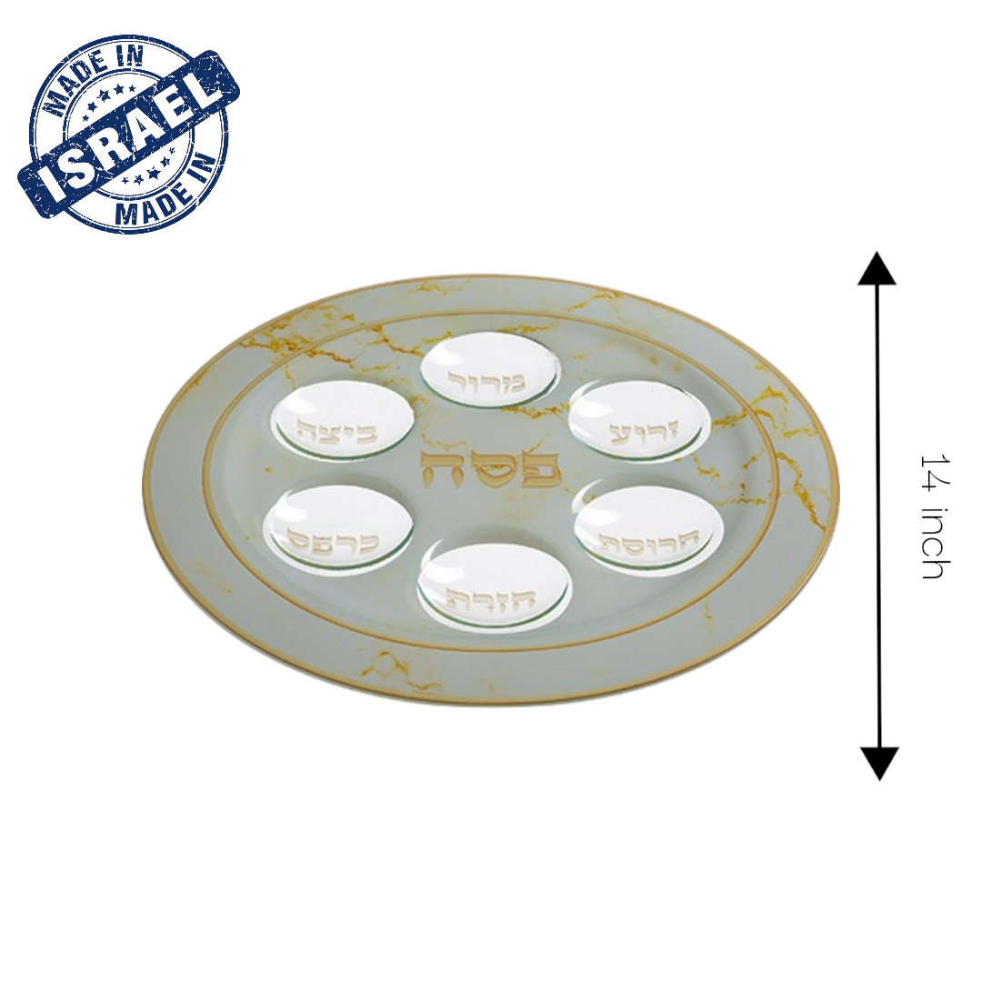 14" Glass Stylish Passover Seder Plate