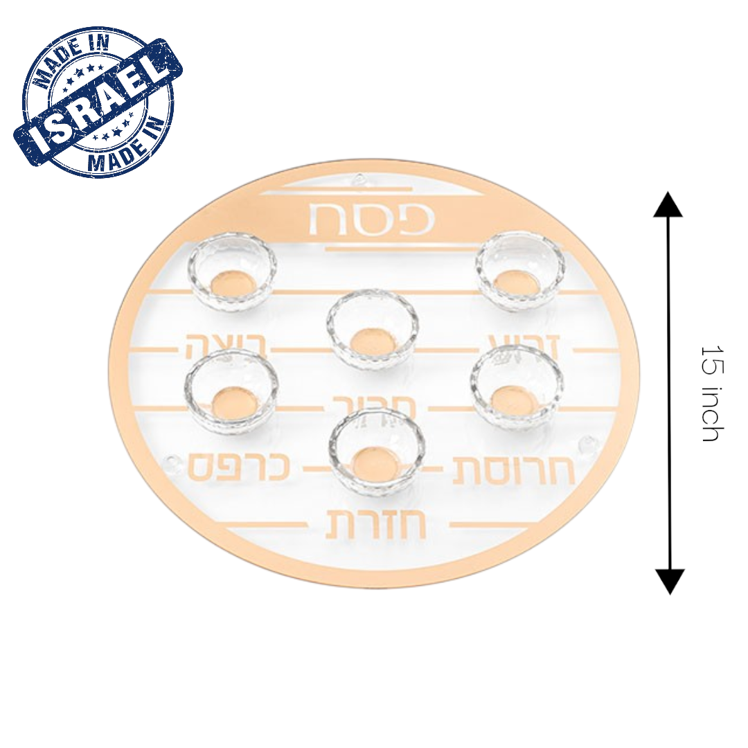 Gold Crystal Glass Stylish Passover Seder Plate