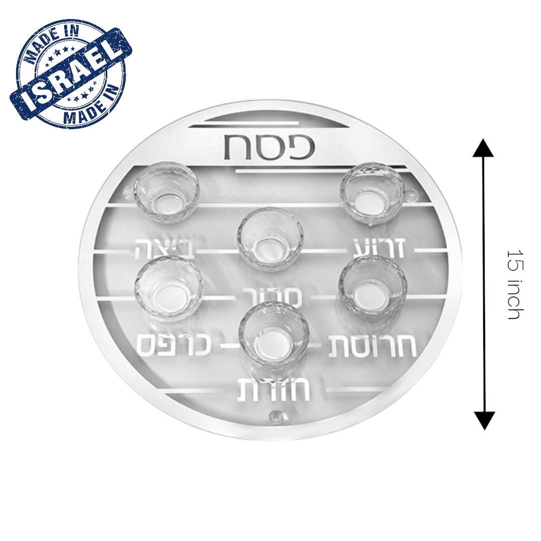 Grey Crystal Glass Stylish Passover Seder Plate