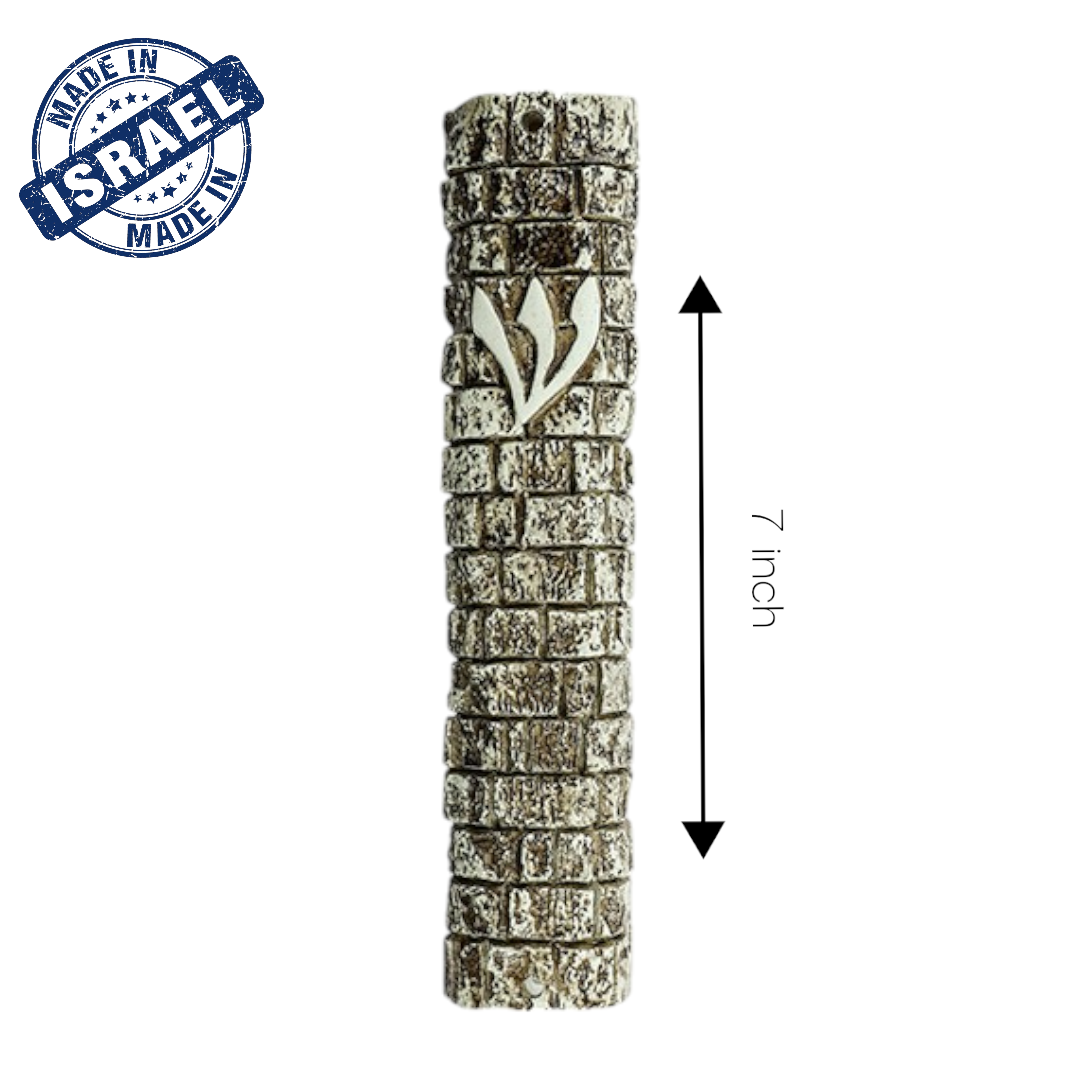 7" Jerusalem Walls Stone Design Mezuzah