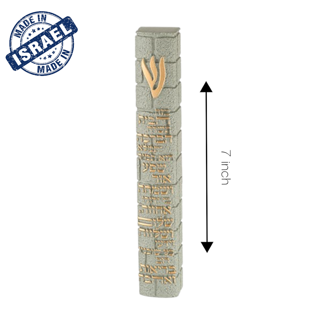 7" Home Blessing Hebrew Stone Design Mezuzah