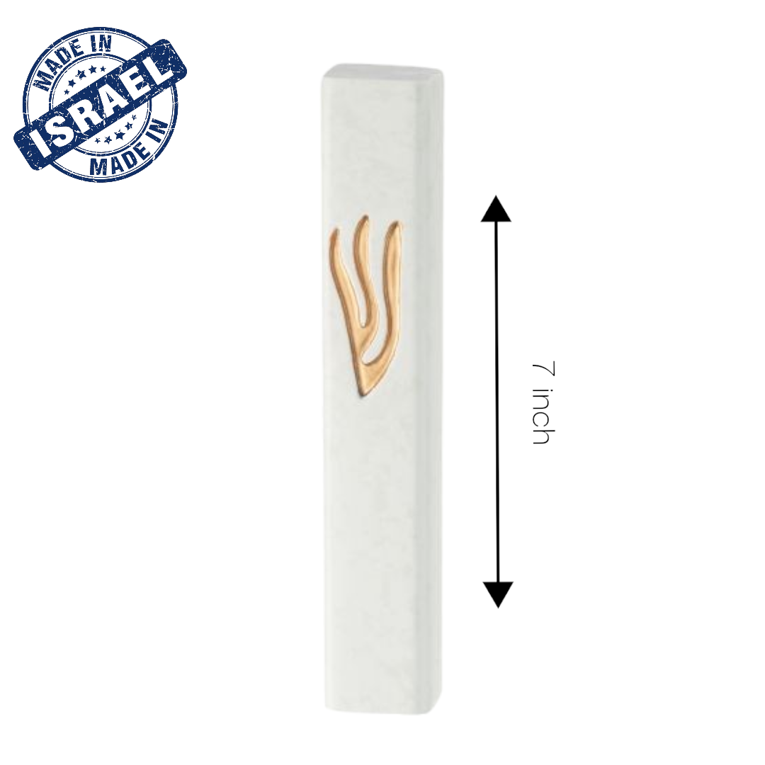 Concrete Polymer White Mezuzah