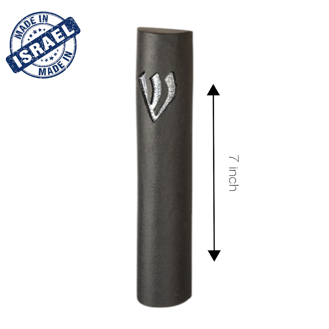 Concrete Polymer Silver Black Mezuzah