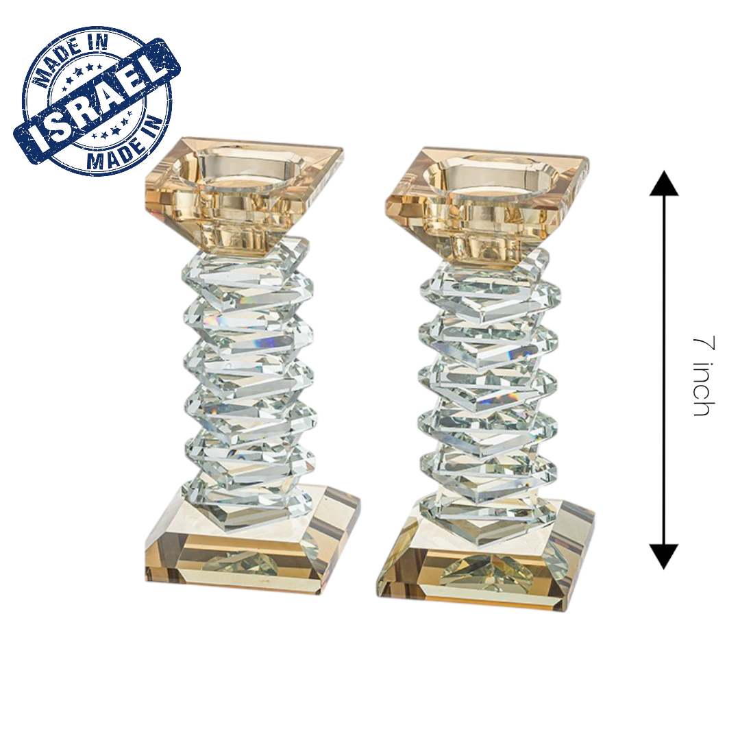 Rose Gold & Silver Crystal Candlesticks