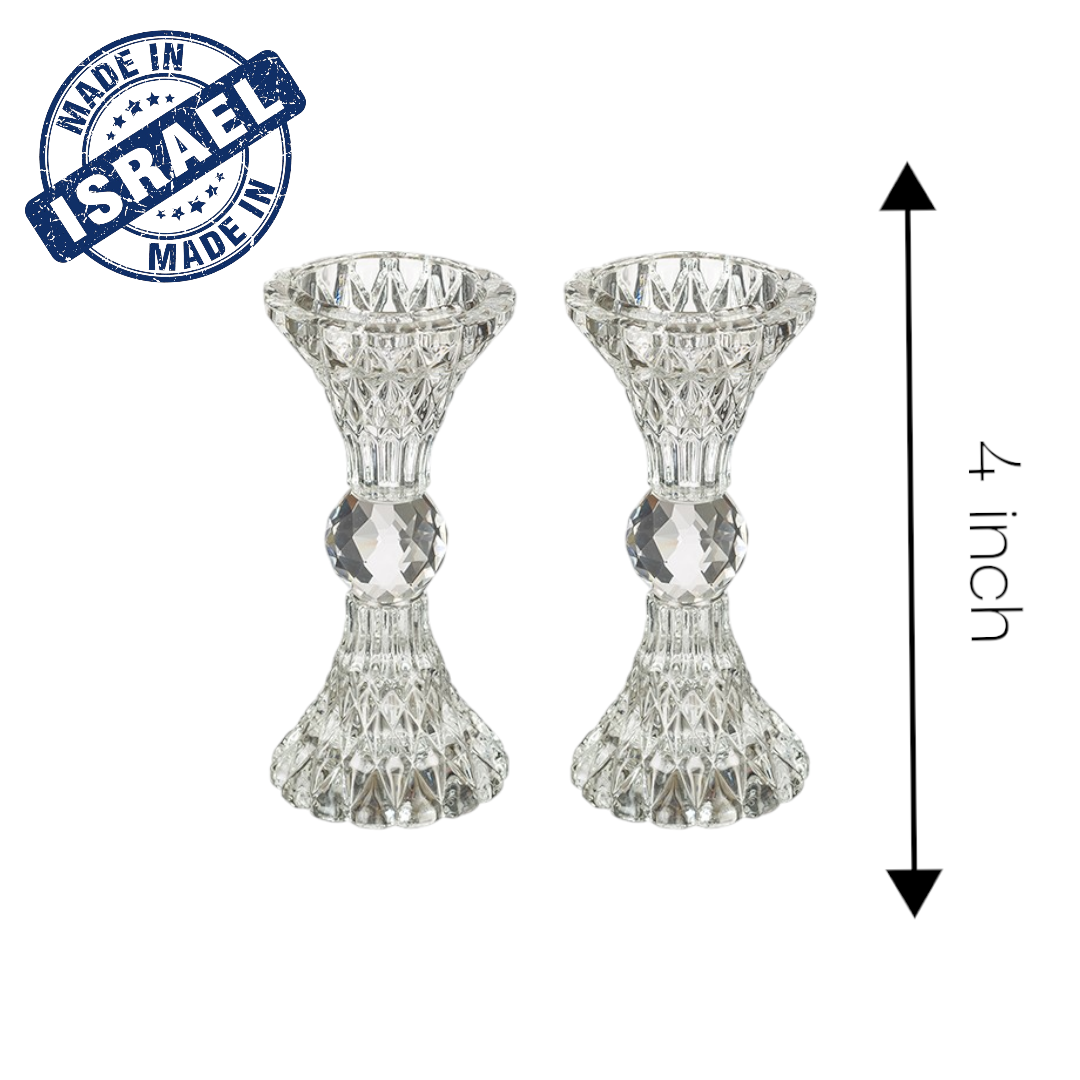 Pair of Glass Shabbat Candlesticks