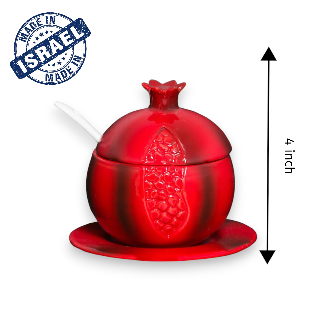 Ceramic Red Pomegranate Honey Jar