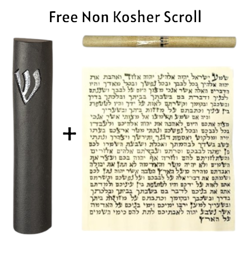 Concrete Polymer Silver Black Mezuzah