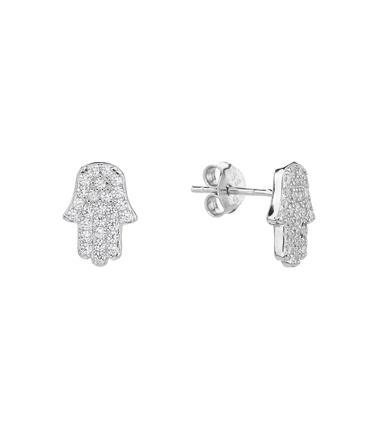 Pair of 925 Sterling Silver Hamsa Earrings